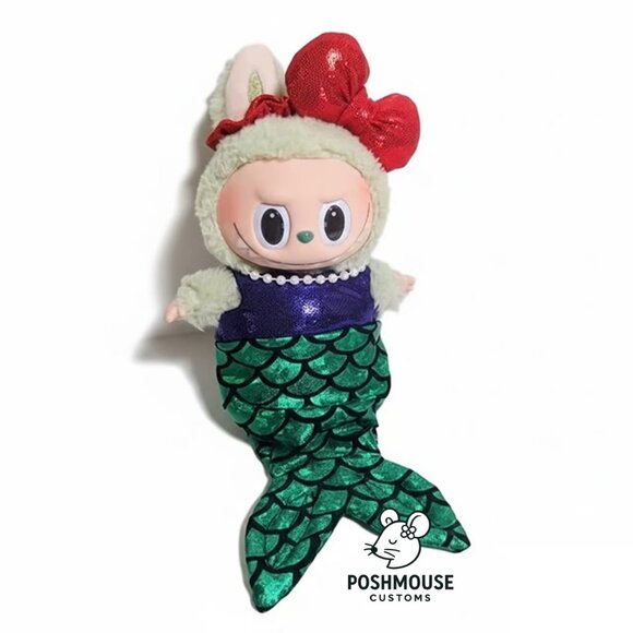 Little Mermaid Ariel Custom Mermaid Outfit and Metallic Bow Made to fit Labubu - Picture 2 of 7